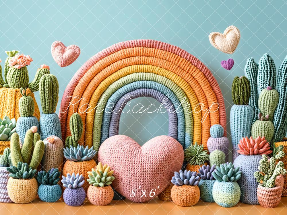 Kate Arc-en-ciel Cactus Tricot Cake Smash Toile de fond conçue par Emetselch - Kate Backdrop FR
