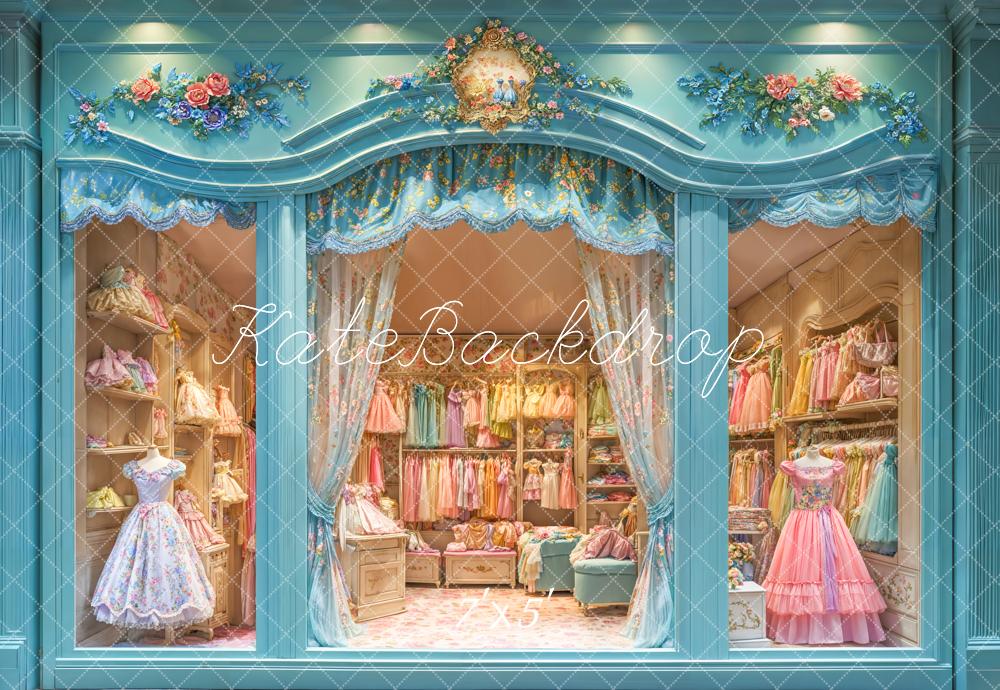 Kate Chambre Bleu Rétro Robes Filles Toile de fond conçue par Chain Photographie - Kate Backdrop FR