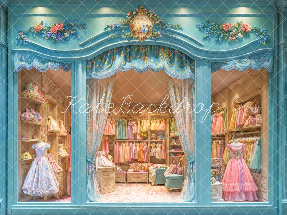 Kate Chambre Bleu Rétro Robes Filles Toile de fond conçue par Chain Photographie - Kate Backdrop FR