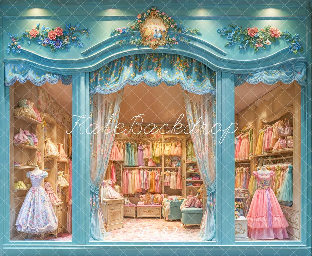 Kate Chambre Bleu Rétro Robes Filles Toile de fond conçue par Chain Photographie - Kate Backdrop FR