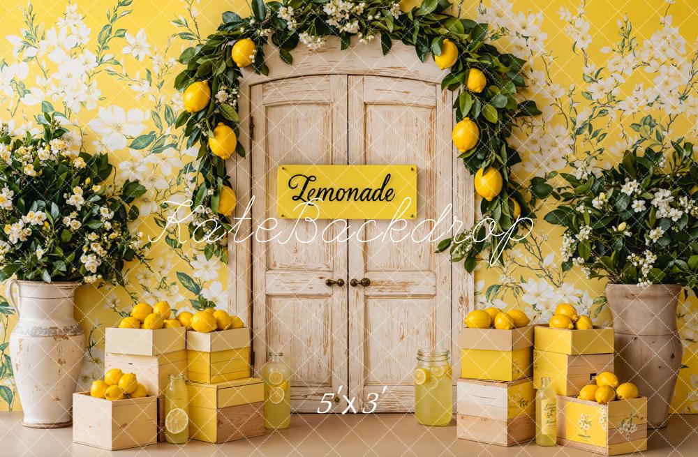 Kate Été Citron Jaune Fleurs Porte Toile de fond conçue par Emetselch - Kate Backdrop FR