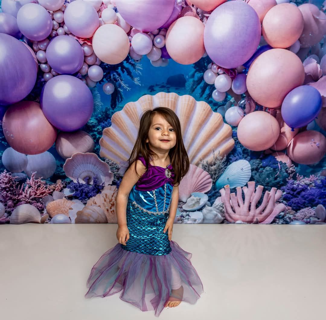 Kate Sirène Cake Smash Sous-marin Coquillage Toile de fond conçue par Kate Image - Kate Backdrop FR