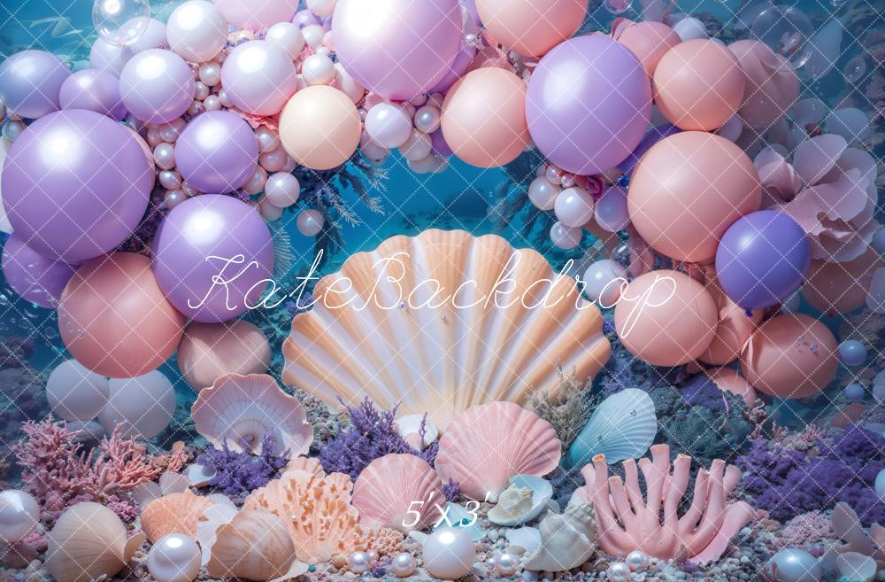 Kate Sirène Cake Smash Sous-marin Coquillage Toile de fond conçue par Kate Image - Kate Backdrop FR