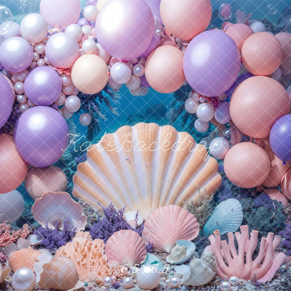 Kate Sirène Cake Smash Sous-marin Coquillage Toile de fond conçue par Kate Image - Kate Backdrop FR