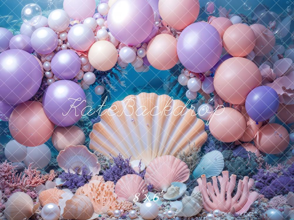 Kate Sirène Cake Smash Sous-marin Coquillage Toile de fond conçue par Kate Image - Kate Backdrop FR
