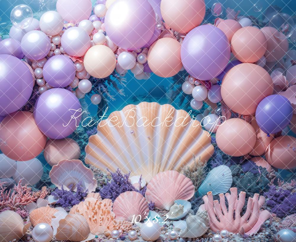 Kate Sirène Cake Smash Sous-marin Coquillage Toile de fond conçue par Kate Image - Kate Backdrop FR