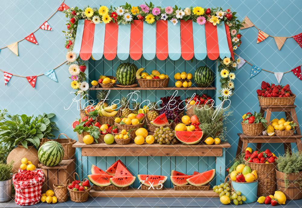 Kate Été Stand de Fruits Pastèque Toile de fond conçue par Kate Image - Kate Backdrop FR