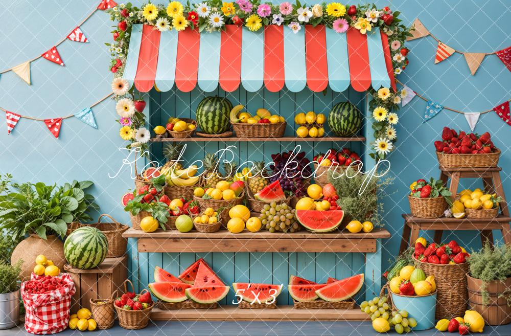 Kate Été Stand de Fruits Pastèque Toile de fond conçue par Kate Image - Kate Backdrop FR