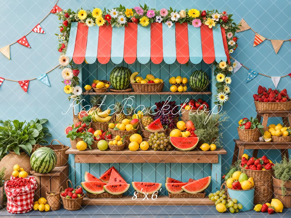 Kate Été Stand de Fruits Pastèque Toile de fond conçue par Kate Image - Kate Backdrop FR