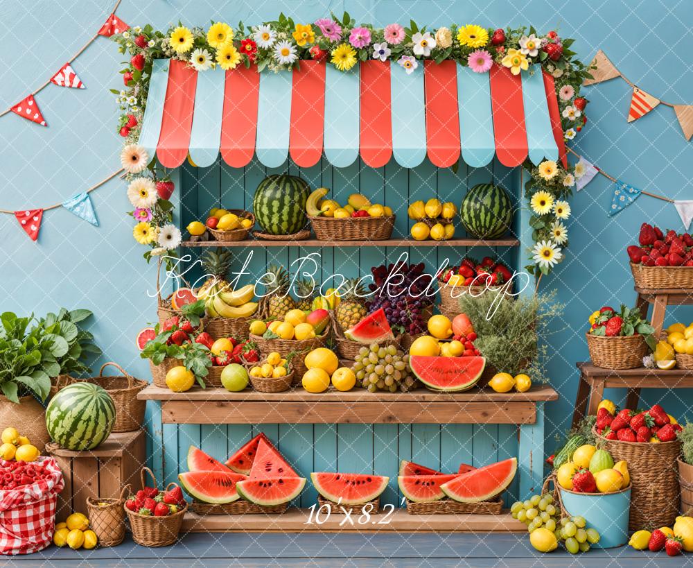Kate Été Stand de Fruits Pastèque Toile de fond conçue par Kate Image - Kate Backdrop FR