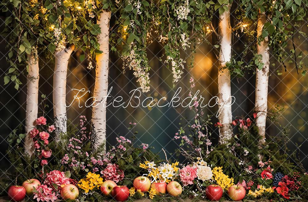 Kate Forêt Fleurs Pommes Arbre Toile de fond conçue par Kate Image - Kate Backdrop FR