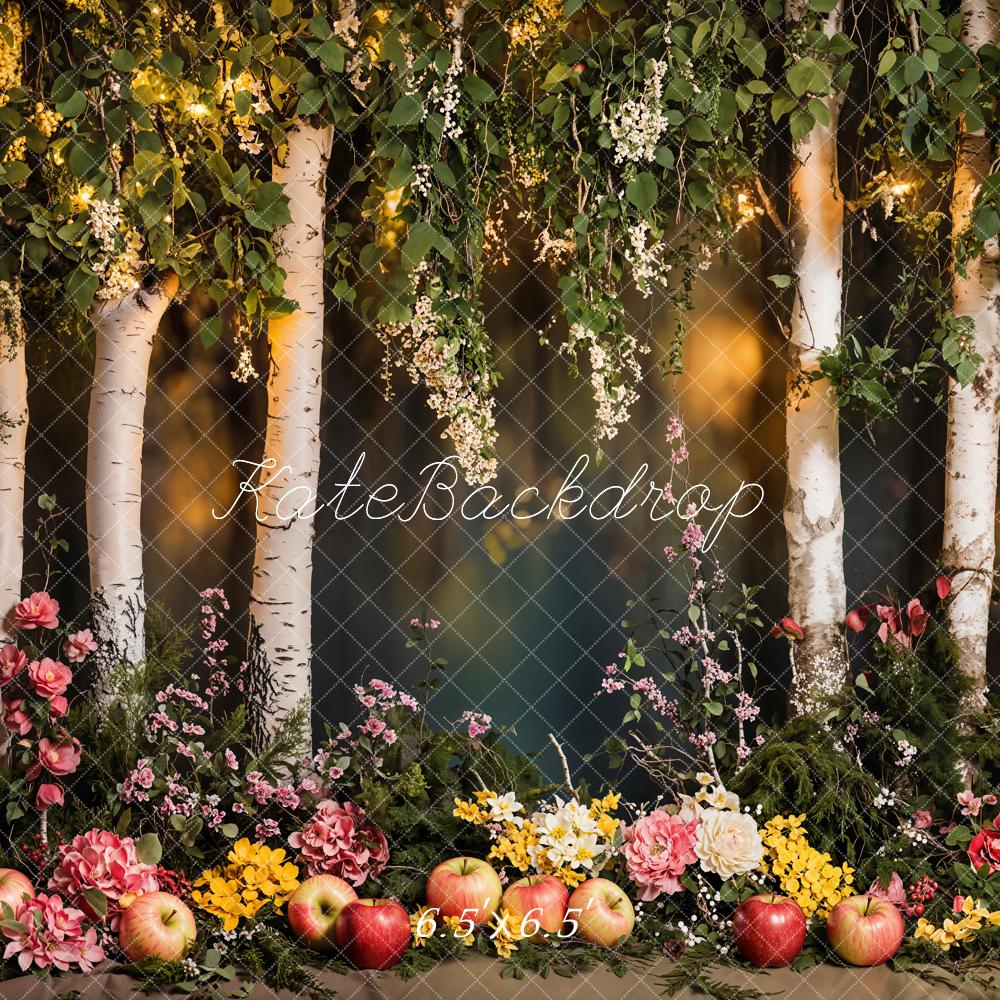 Kate Forêt Fleurs Pommes Arbre Toile de fond conçue par Kate Image - Kate Backdrop FR