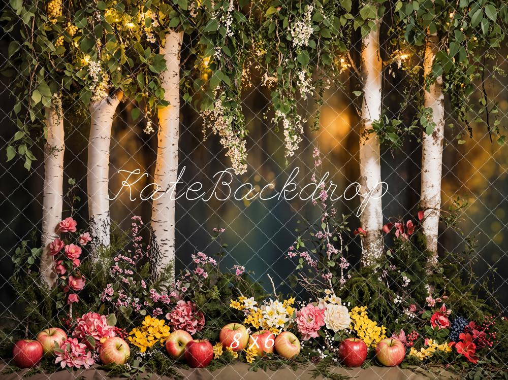 Kate Forêt Fleurs Pommes Arbre Toile de fond conçue par Kate Image - Kate Backdrop FR