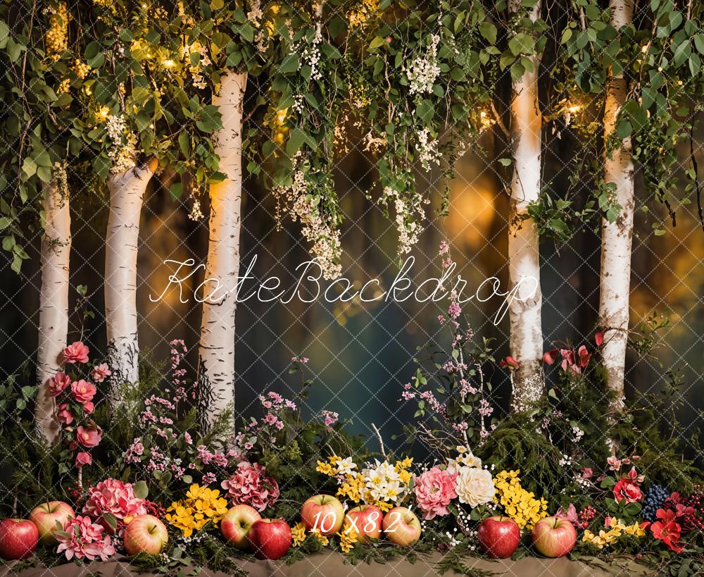 Kate Forêt Fleurs Pommes Arbre Toile de fond conçue par Kate Image - Kate Backdrop FR
