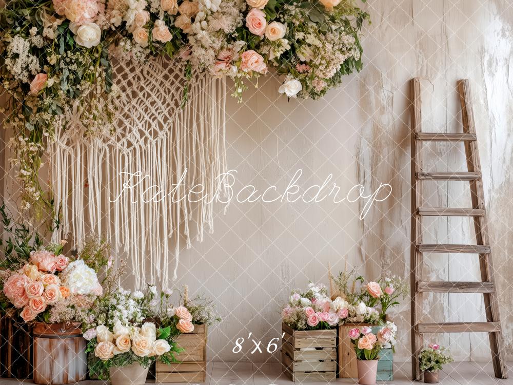 Kate Bohème Fleur Macramé Échelle Toile de fond conçue par Patty Roberts - Kate Backdrop FR