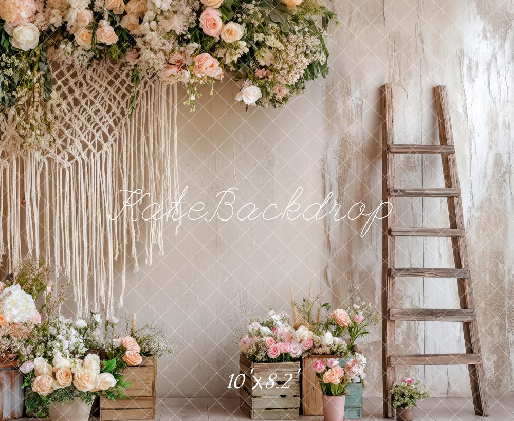 Kate Bohème Fleur Macramé Échelle Toile de fond conçue par Patty Roberts - Kate Backdrop FR