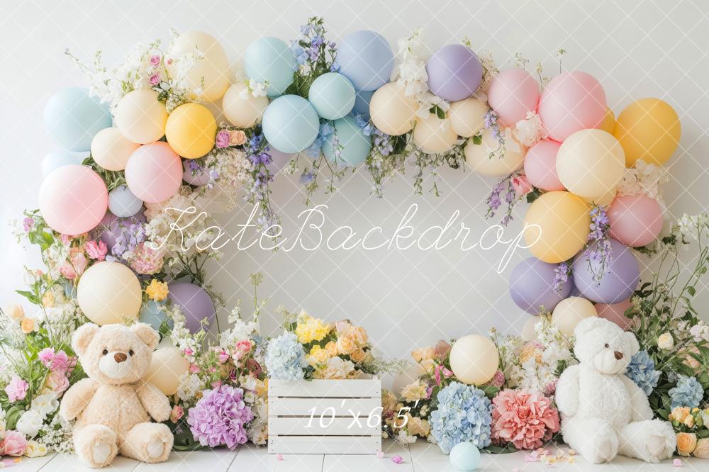 Kate Ballon Fleur Arche Ours en peluche Toile de fond conçue par Patty Roberts - Kate Backdrop FR