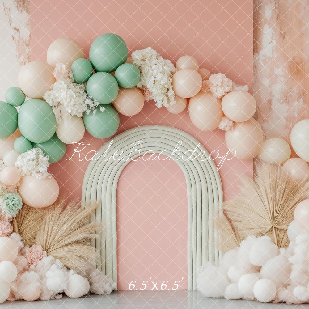 Kate Bohème Ballons Arche Pastel Toile de fond conçue par Patty Roberts - Kate Backdrop FR
