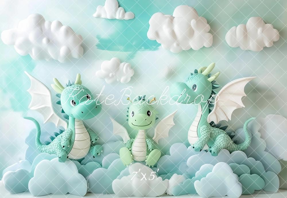 Kate Cake Smash Dragon Fantastique Nuage Toile de fond conçu par Ashley Paul - Kate Backdrop FR