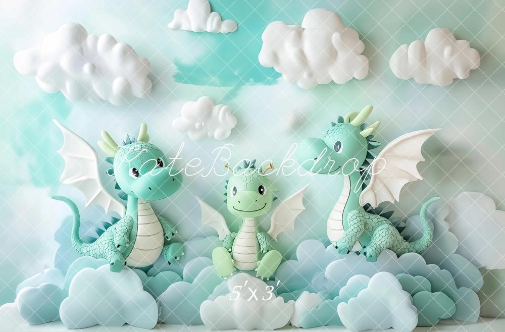 Kate Cake Smash Dragon Fantastique Nuage Toile de fond conçu par Ashley Paul - Kate Backdrop FR
