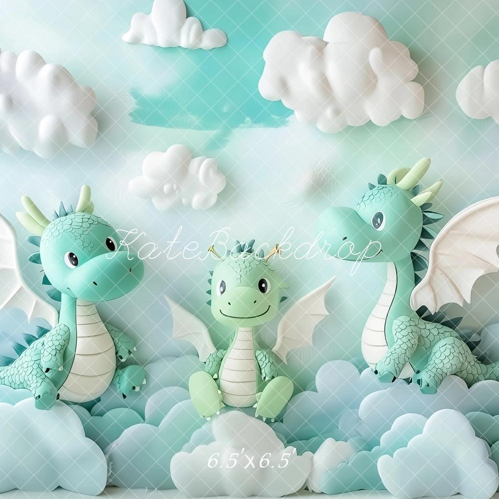 Kate Cake Smash Dragon Fantastique Nuage Toile de fond conçu par Ashley Paul - Kate Backdrop FR
