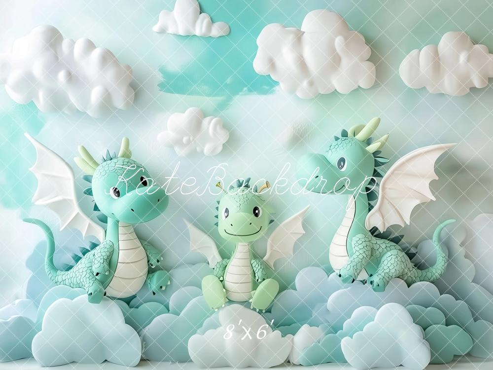 Kate Cake Smash Dragon Fantastique Nuage Toile de fond conçu par Ashley Paul - Kate Backdrop FR