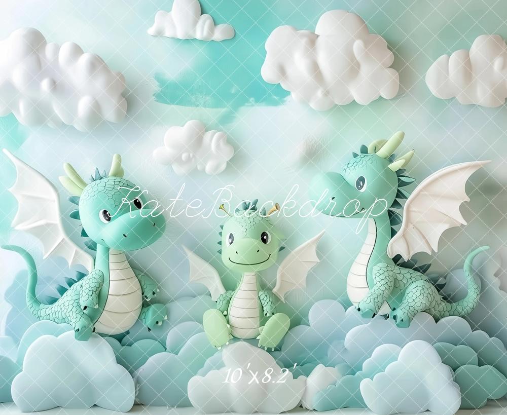 Kate Cake Smash Dragon Fantastique Nuage Toile de fond conçu par Ashley Paul - Kate Backdrop FR