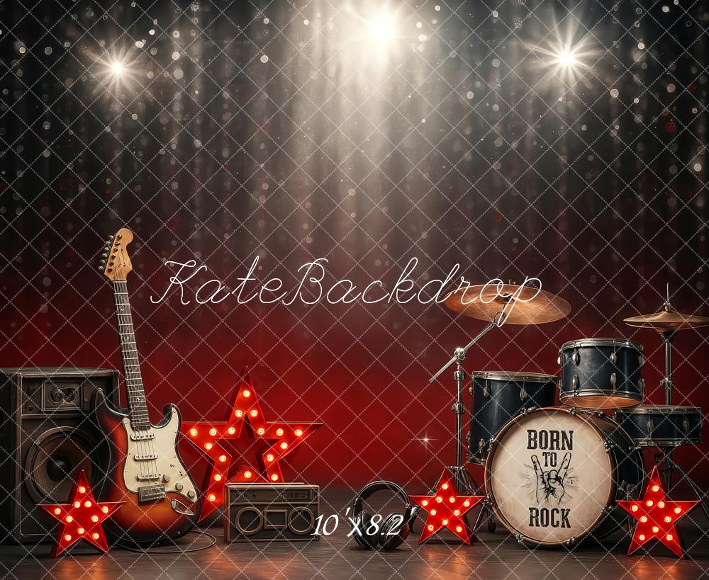 Kate Rock Roll Musique Scène Guitare Toile de fond conçu par Ashley Paul - Kate Backdrop FR