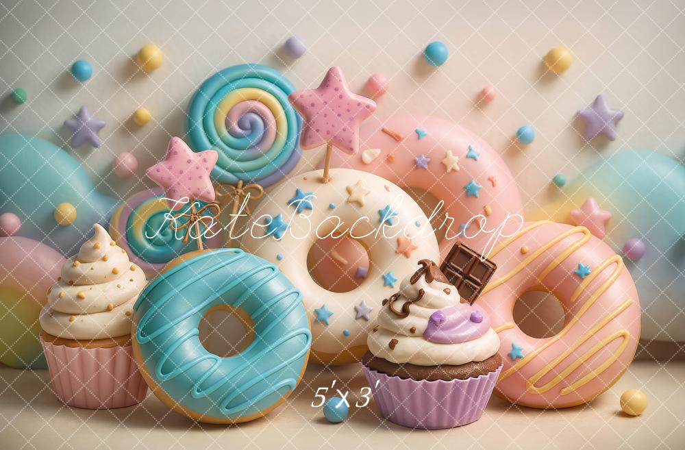 Kate Cake Smash Beignet Gâteau Bonbon Pastel Toile de fond conçu par Ashley Paul - Kate Backdrop FR