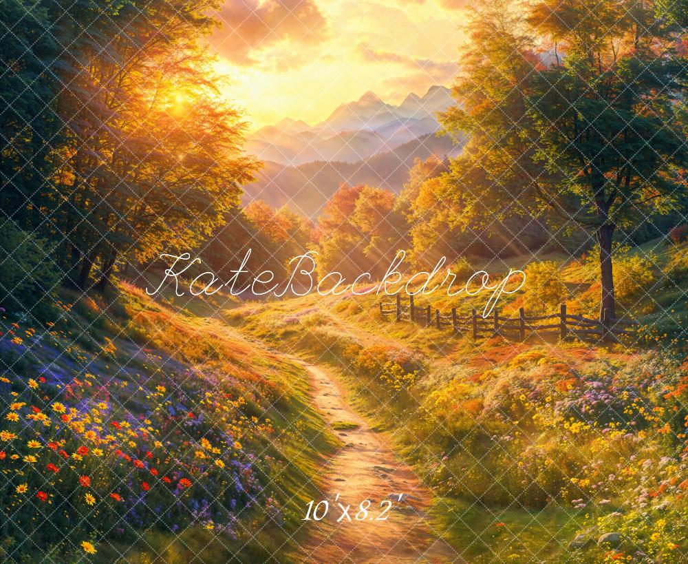 Kate Automne Forêt Fleurs Sentier Toile de fond conçue par Emetselch - Kate Backdrop FR