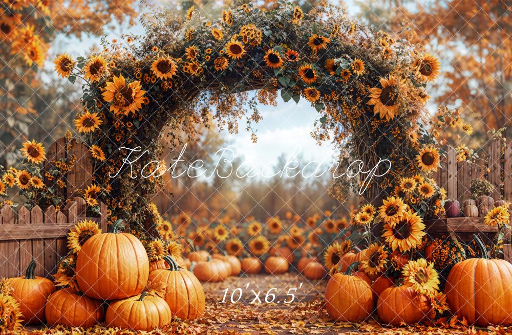 Kate Automne Tournesol Citrouille Arche Toile de fond conçue par Emetselch