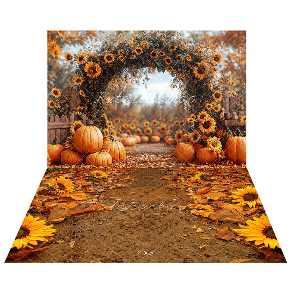 Kate Automne Tournesol Citrouille Arche Toile de fond+Tournesols Chemin Sol Toile de fond - Kate Backdrop FR