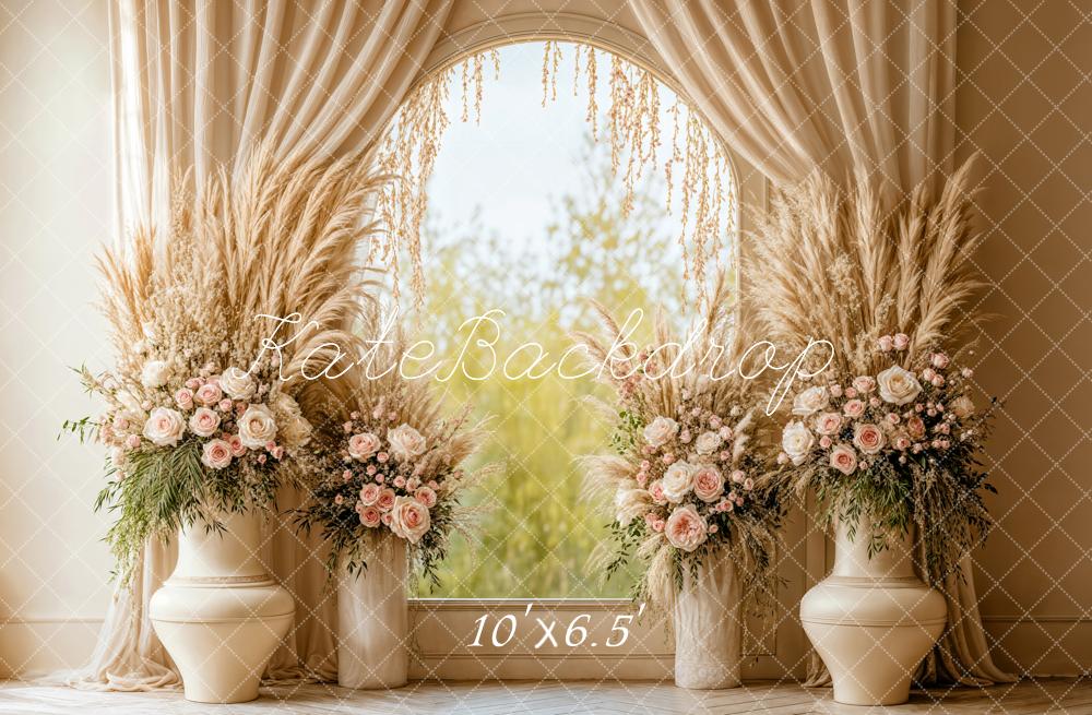 Kate Bohème Fleurs Vase Fenêtre Élégant Toile de fond conçue par Emetselch - Kate Backdrop FR