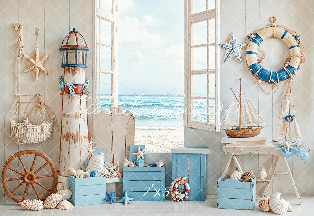 Kate Nautique Plage Fenêtre Été Toile de fond conçue par Emetselch - Kate Backdrop FR