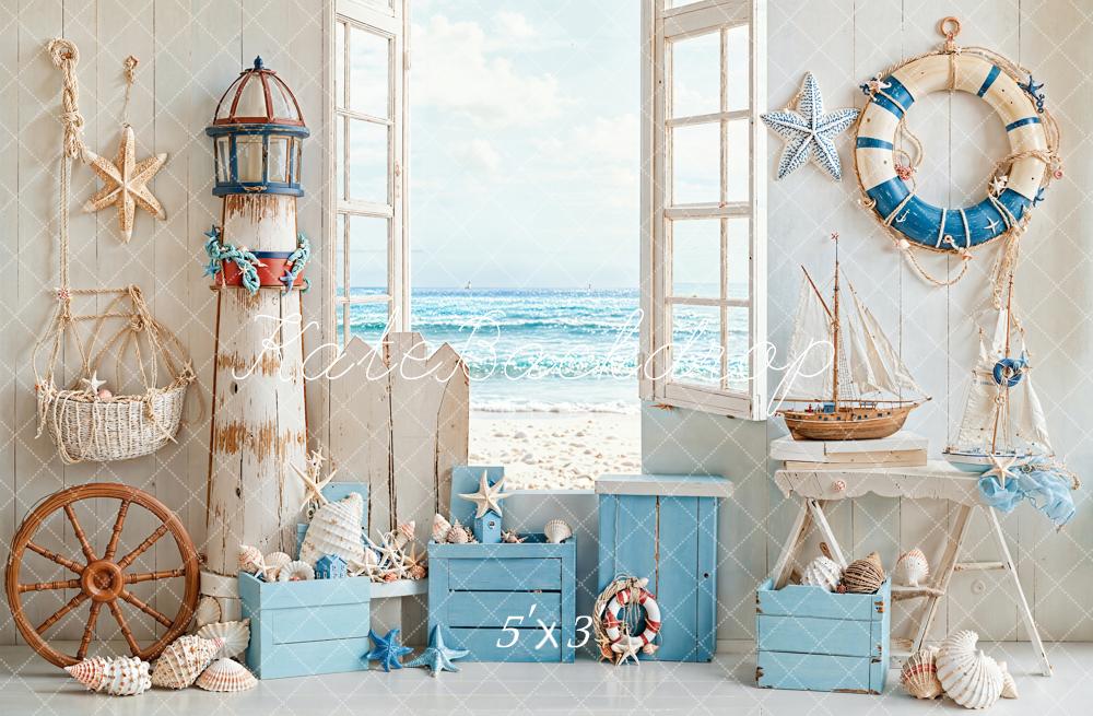 Kate Nautique Plage Fenêtre Été Toile de fond conçue par Emetselch - Kate Backdrop FR