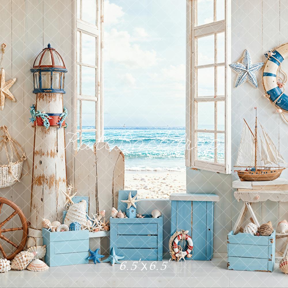 Kate Nautique Plage Fenêtre Été Toile de fond conçue par Emetselch - Kate Backdrop FR