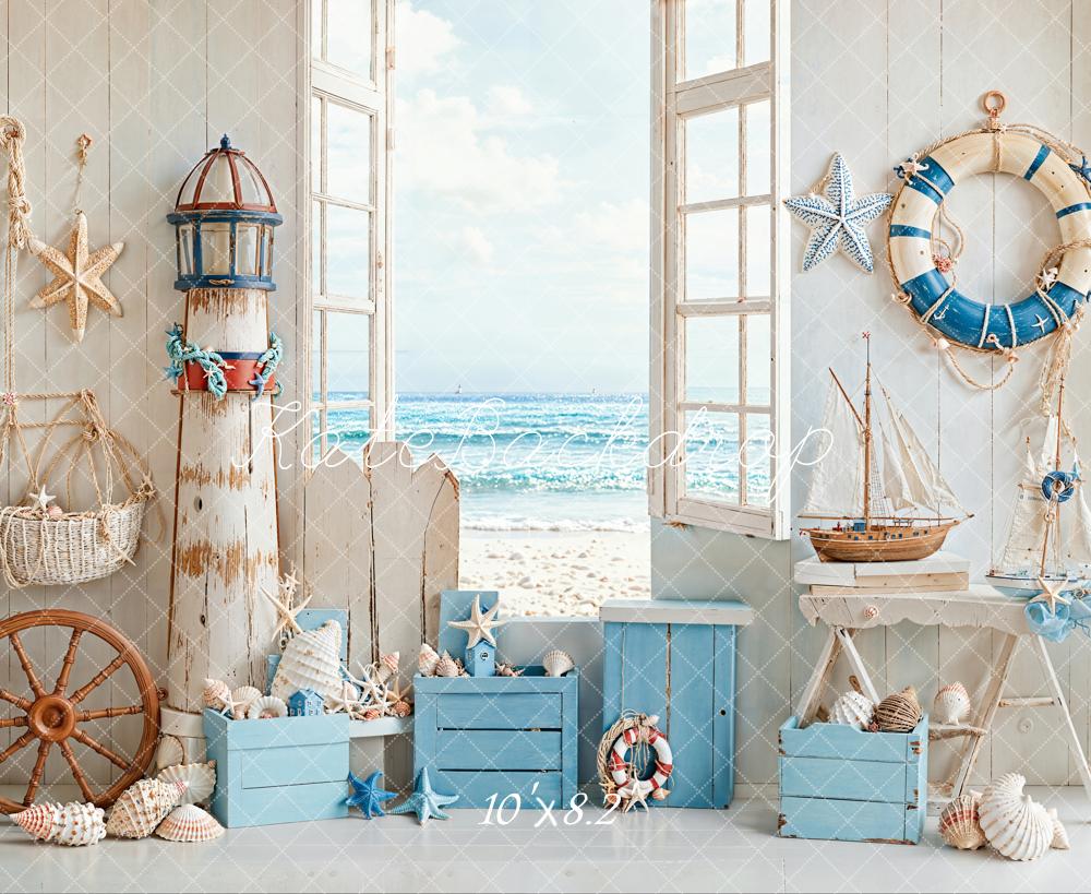 Kate Nautique Plage Fenêtre Été Toile de fond conçue par Emetselch - Kate Backdrop FR