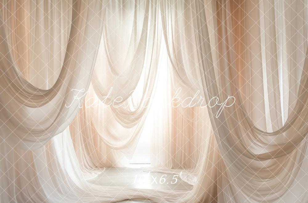 Kate Rideaux Élégant Beige Transparent Toile de fond conçue par Lidia Redekopp - Kate Backdrop FR