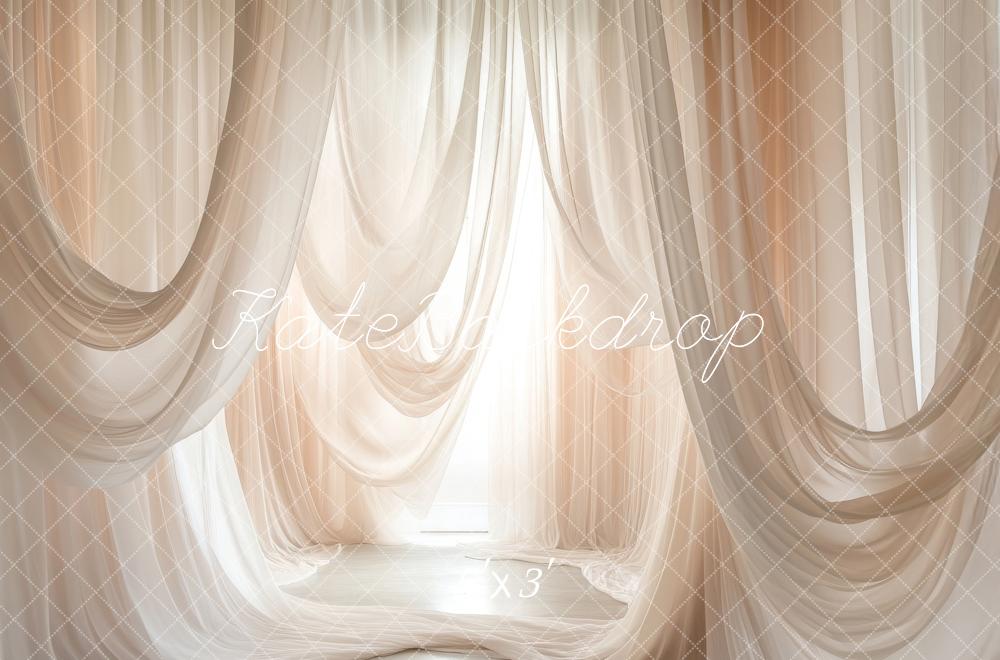 Kate Rideaux Élégant Beige Transparent Toile de fond conçue par Lidia Redekopp - Kate Backdrop FR