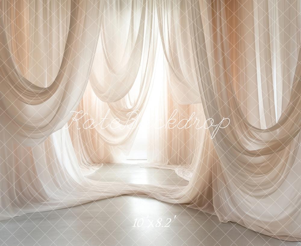 Kate Rideaux Élégant Beige Transparent Toile de fond conçue par Lidia Redekopp - Kate Backdrop FR