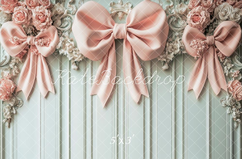 Kate Nœuds Rose Mur Rétro Fleurs Toile de fond conçue par Lidia Redekopp - Kate Backdrop FR