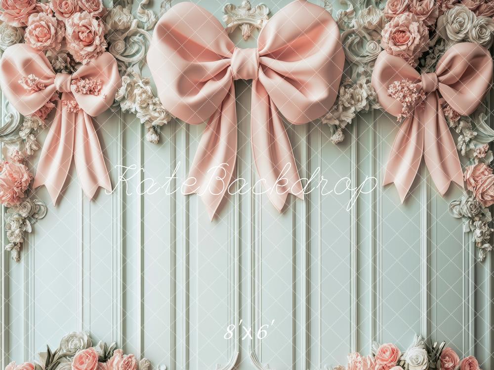 Kate Nœuds Rose Mur Rétro Fleurs Toile de fond conçue par Lidia Redekopp - Kate Backdrop FR