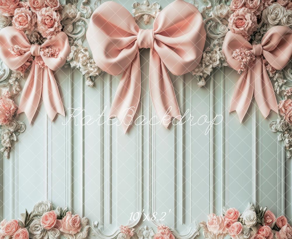 Kate Nœuds Rose Mur Rétro Fleurs Toile de fond conçue par Lidia Redekopp - Kate Backdrop FR