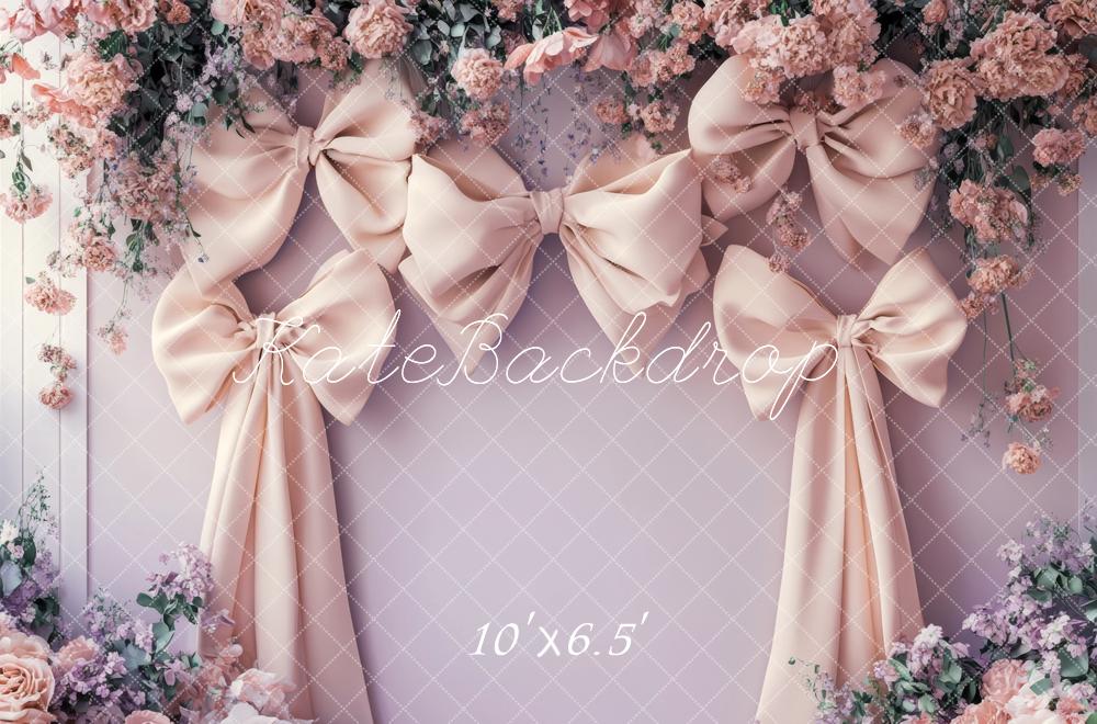 Kate Nœuds Rose Mur Violet Fleurs Mariage Toile de fond conçue par Lidia Redekopp - Kate Backdrop FR