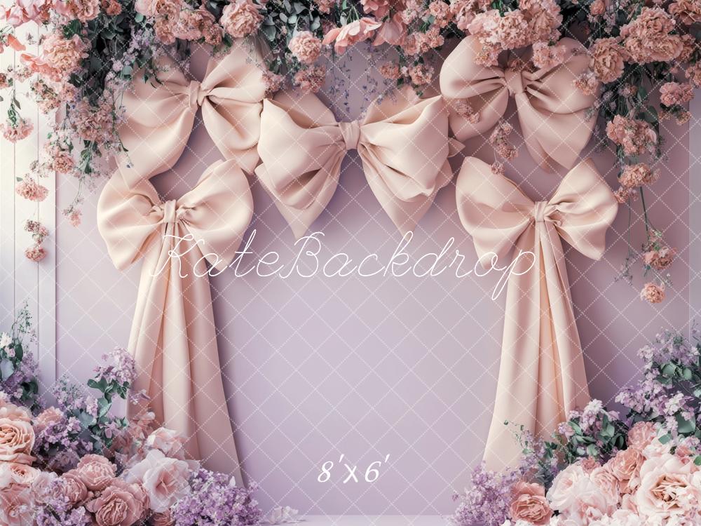 Kate Nœuds Rose Mur Violet Fleurs Mariage Toile de fond conçue par Lidia Redekopp - Kate Backdrop FR