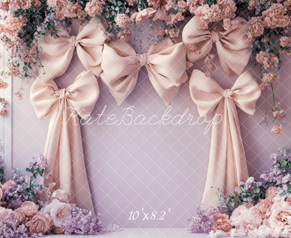 Kate Nœuds Rose Mur Violet Fleurs Mariage Toile de fond conçue par Lidia Redekopp - Kate Backdrop FR