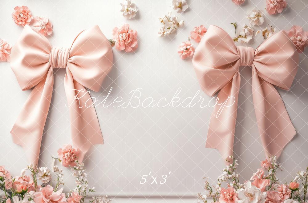 Kate Nœuds Rose Fleurs Mariage Élégant Toile de fond conçue par Lidia Redekopp - Kate Backdrop FR