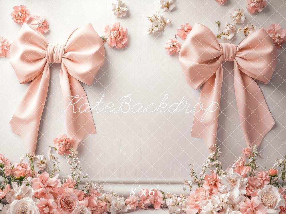 Kate Nœuds Rose Fleurs Mariage Élégant Toile de fond conçue par Lidia Redekopp - Kate Backdrop FR