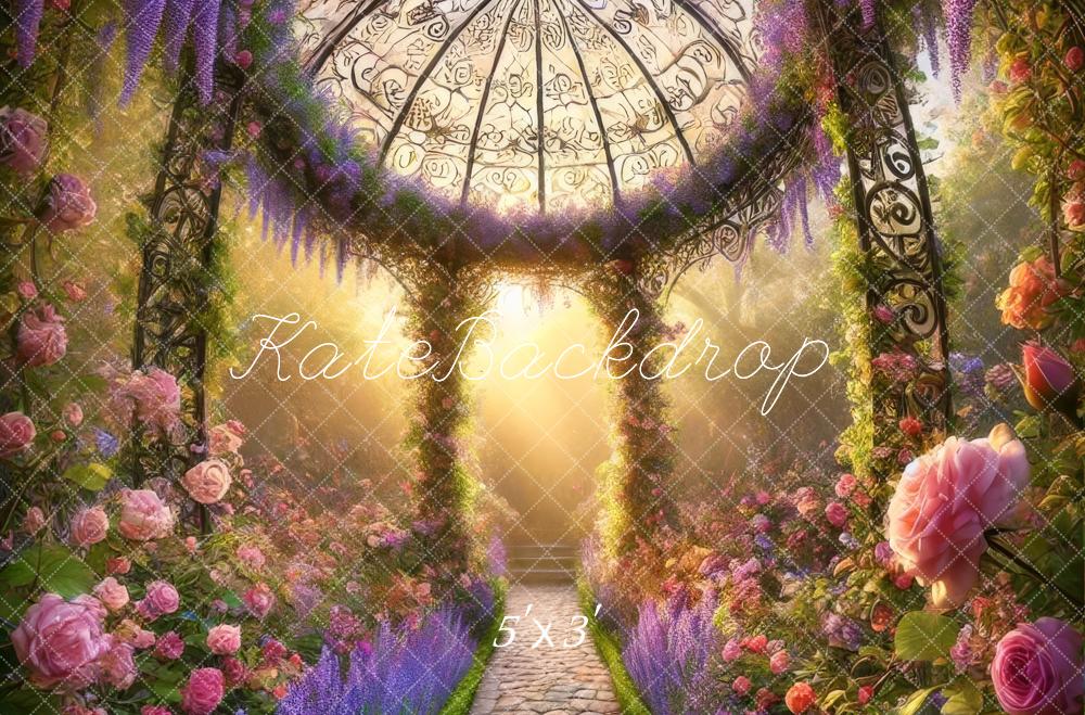 Kate Jardin Fleurs Pavillon Lumière du soleil Toile de fond conçue par Lidia Redekopp - Kate Backdrop FR