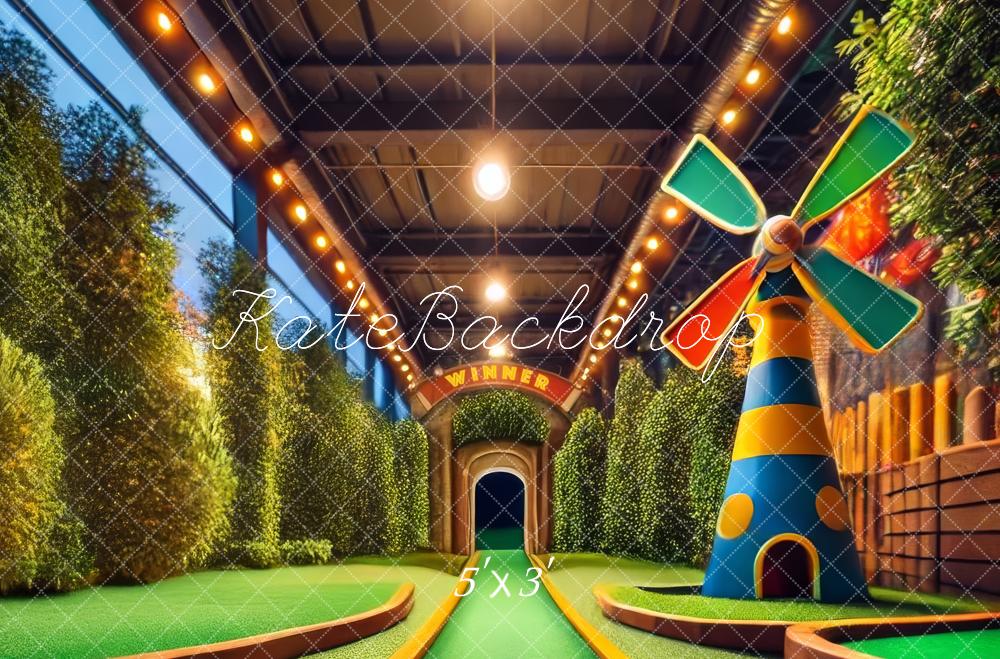 Kate Sports Mini Golf Moulin à vent Toile de fond conçue par Lidia Redekopp - Kate Backdrop FR